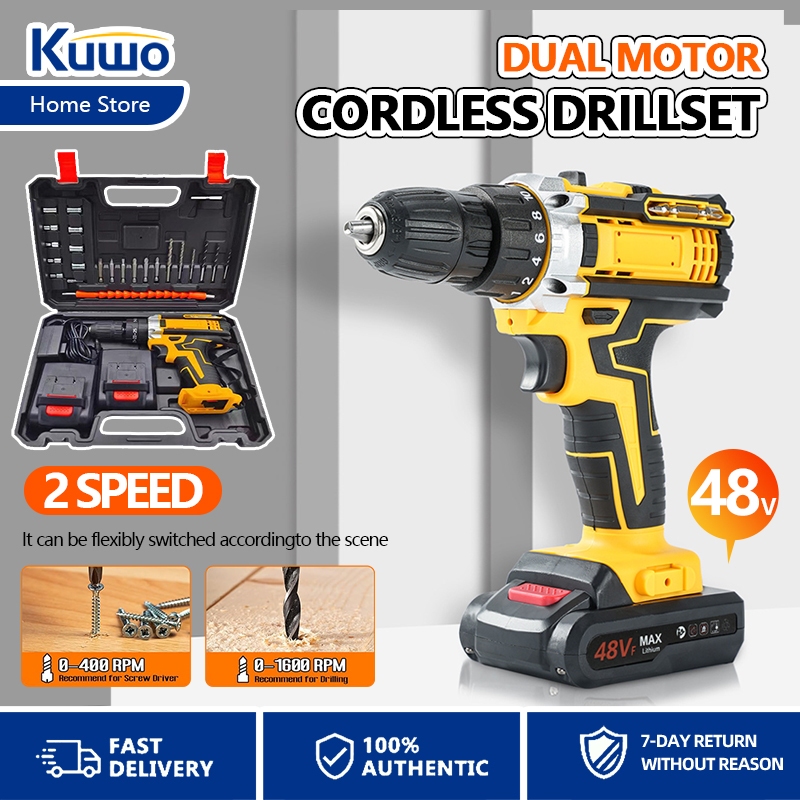 Kuwo 48v Cordless Drill Impact Heavy Duty Full Original Heavy Duty Electric Drill Impact Drill Bit S