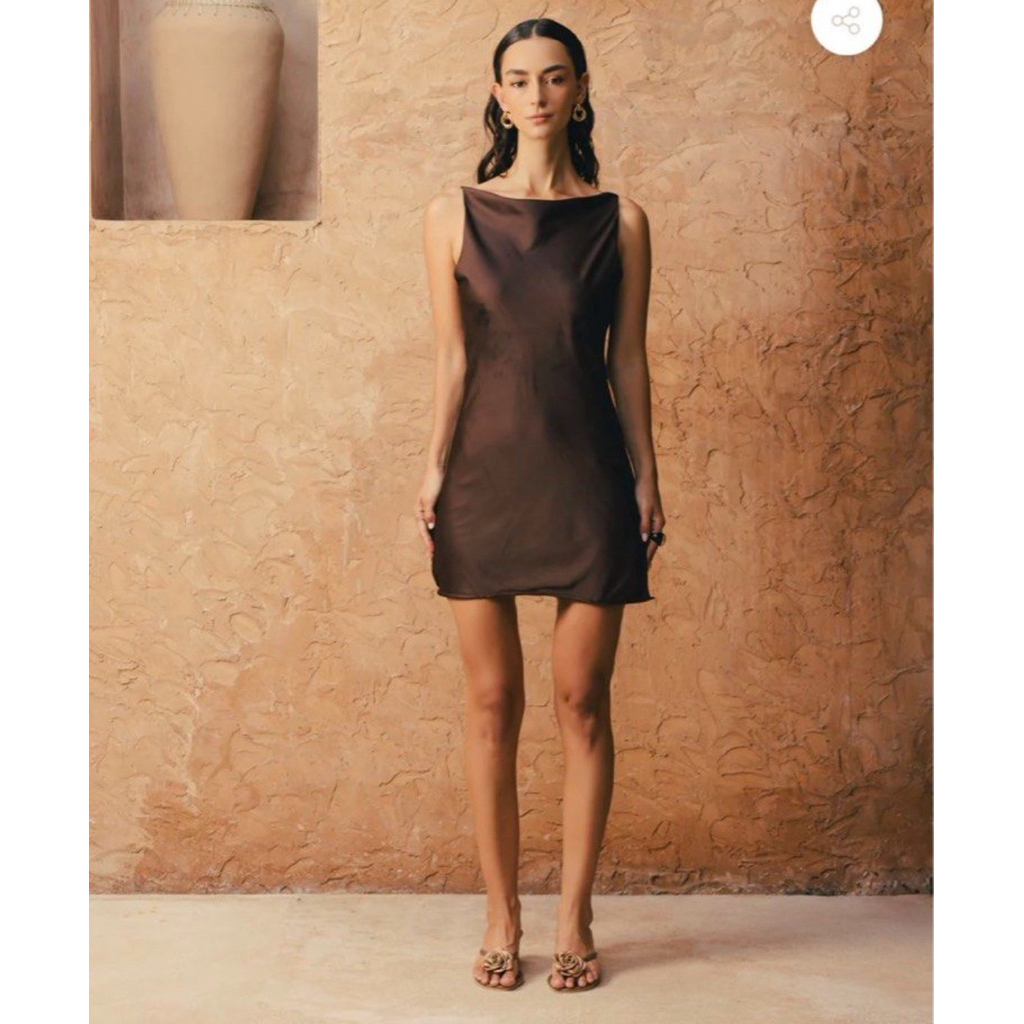 veresa eloise mini satin dress brown satin dress