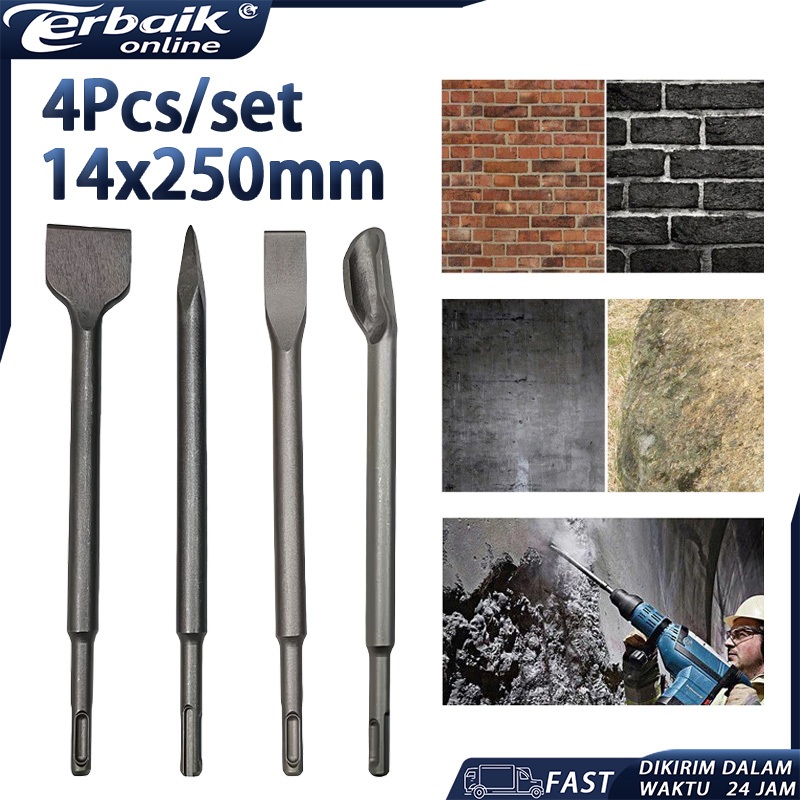 Mata Bor Pahat Beton SDS Set4 Pahat Flat Chisel Bobok Beton Tembok