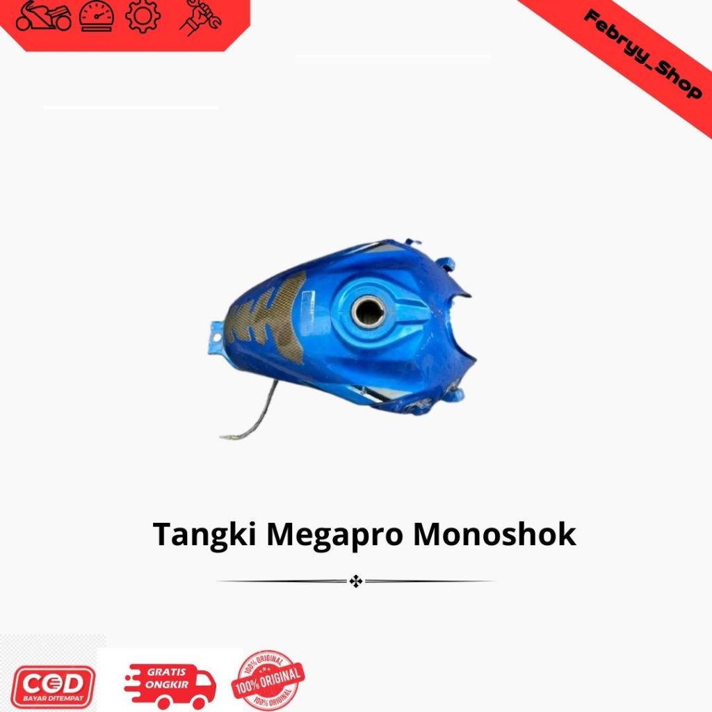 Tangki Megapro Monoshok - original copotan motor - belum tambalan - warna biru
