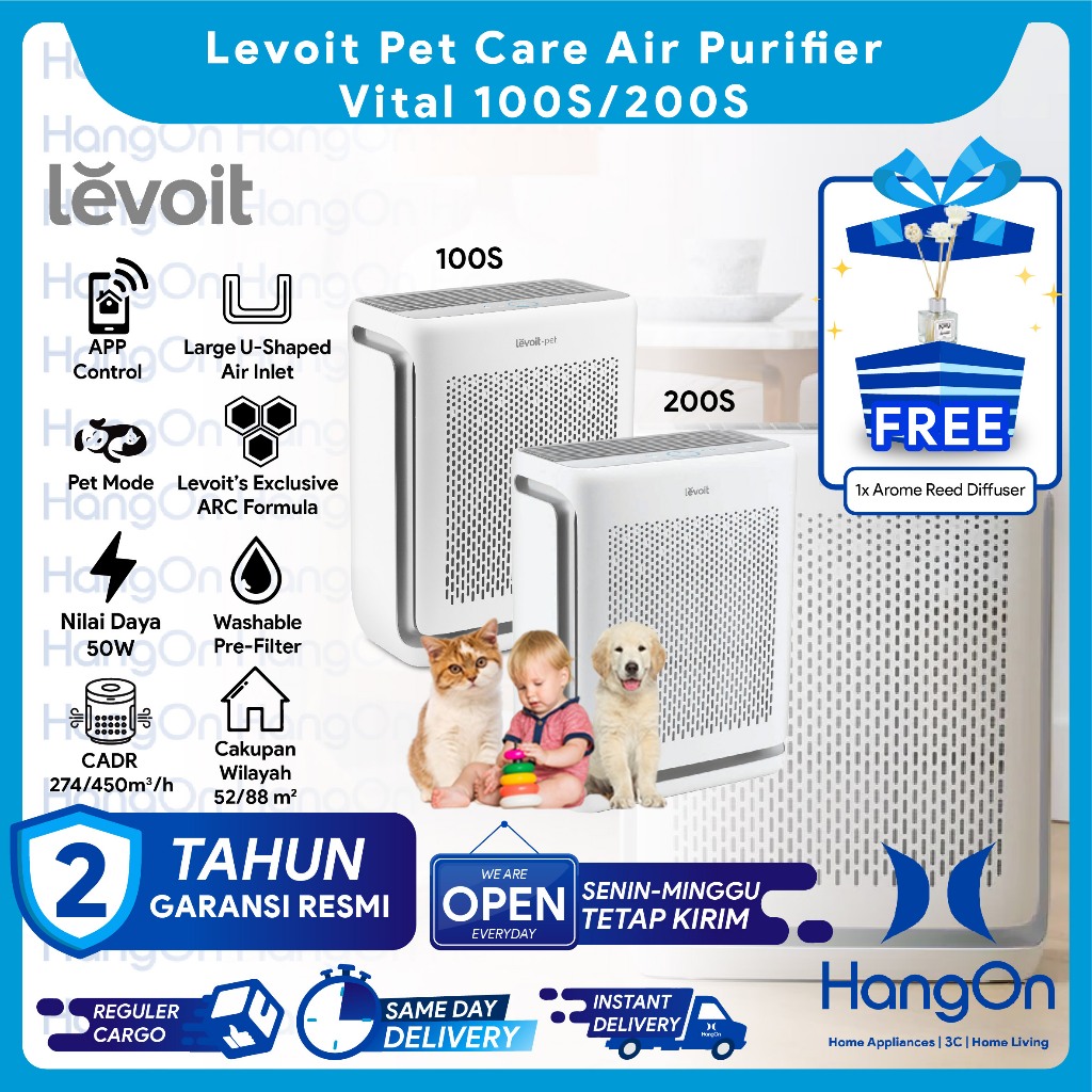 Levoit Air Purifier Vital 100s / 200s Pet Care Smart True HEPA 13 USA Pembersih Udara Ruangan Rumah 