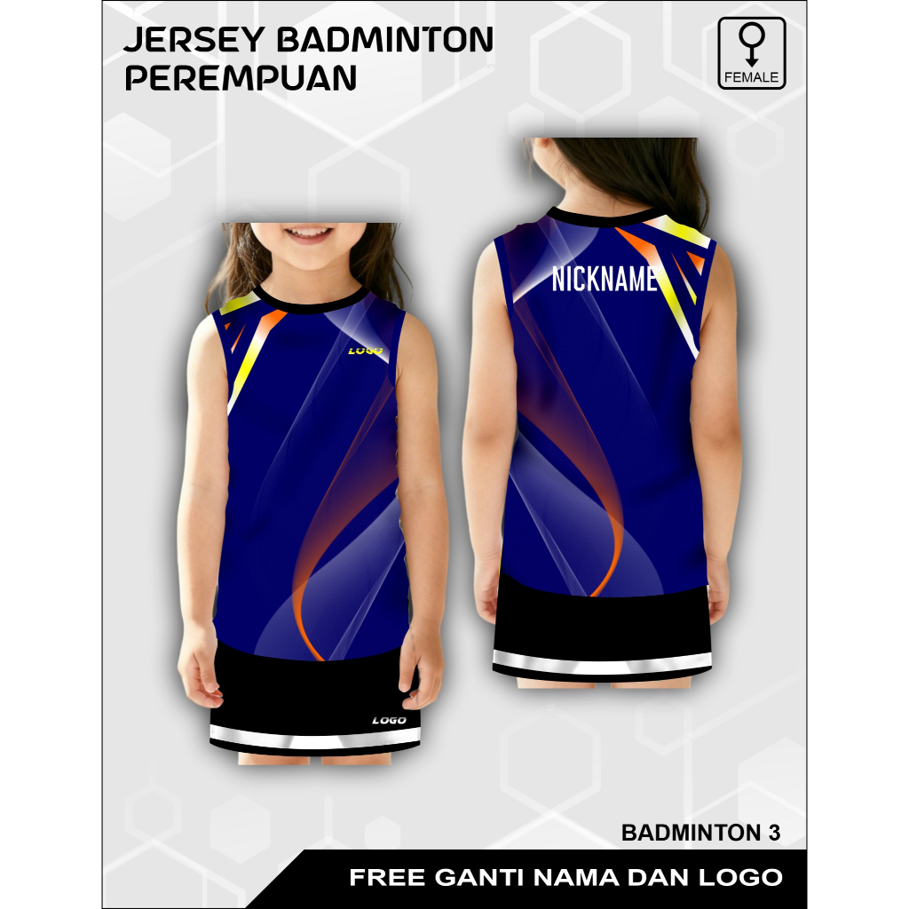 Setelan rok Kaos badminton anak perempuan baju singlet atasan olah raga bulu tangkis