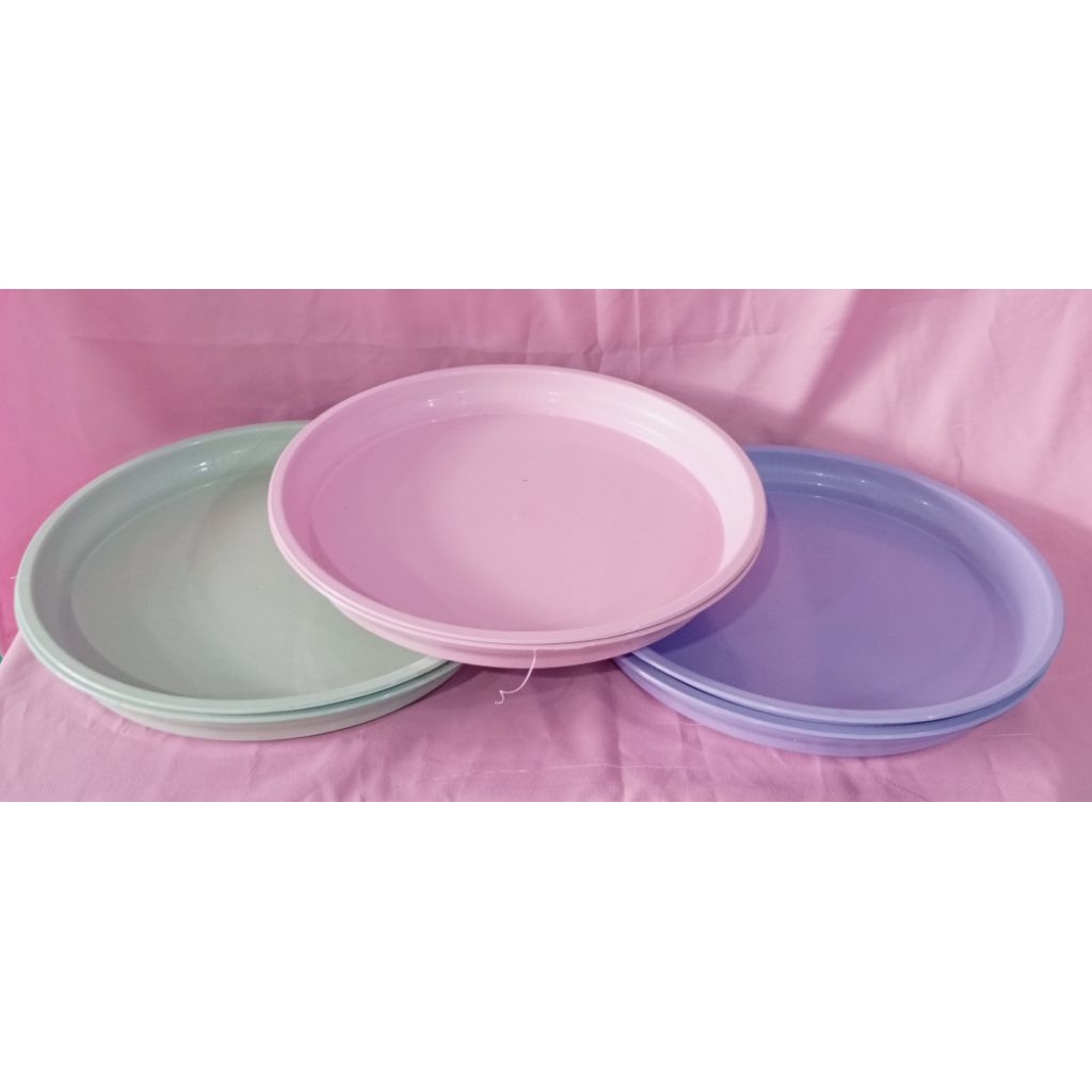 6 PCS NAMPAN PLASTIK BULAT PINK POLOS MURAH MERIAH