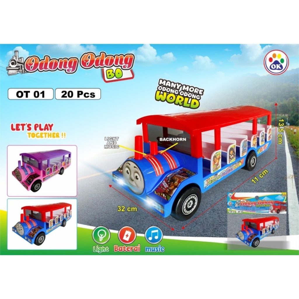 Kereta odong odong musik lampu mainan anak