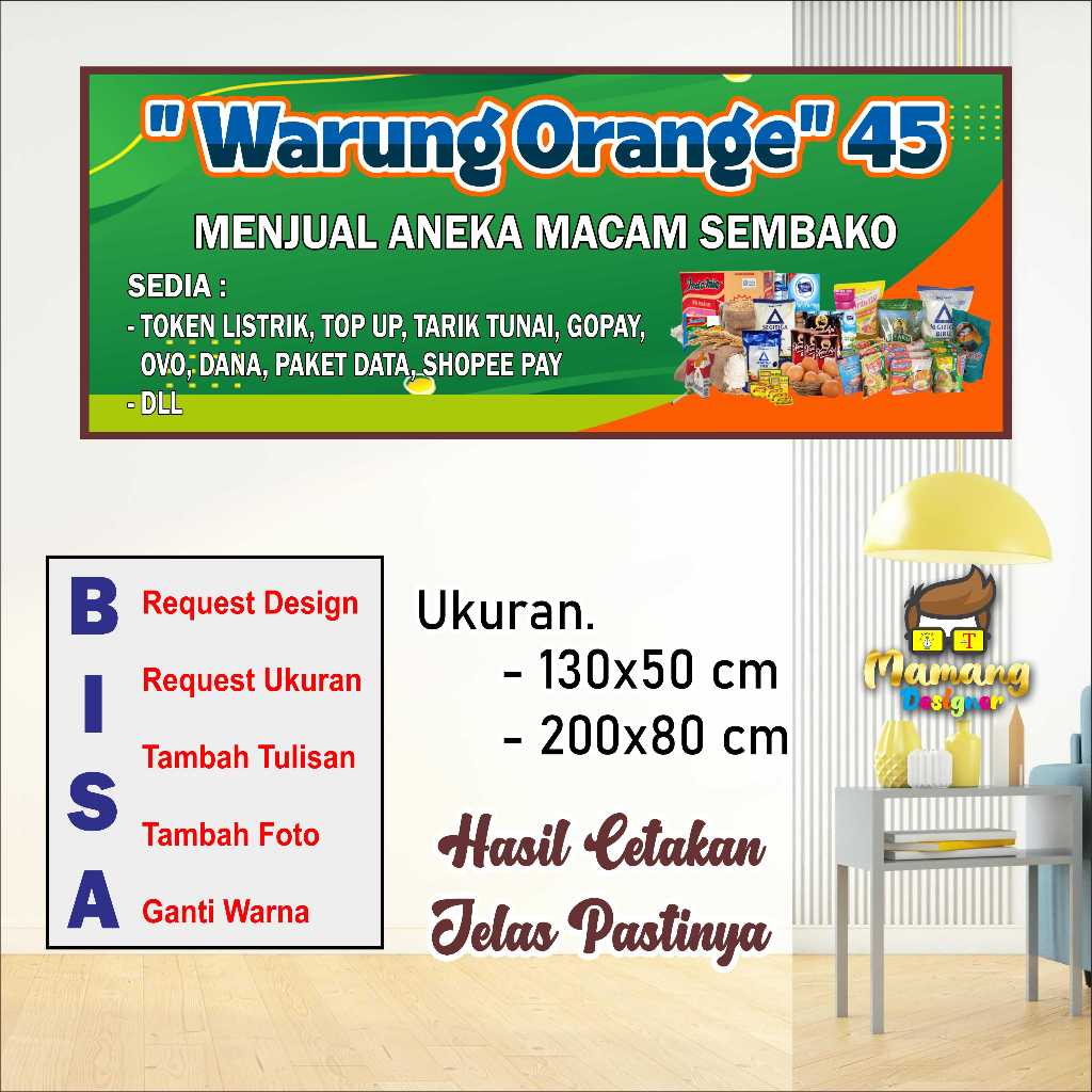 CETAK SPANDUK BANNER TOKO SEMBAKO KEBUTUHAN DAPUR BAGUS
