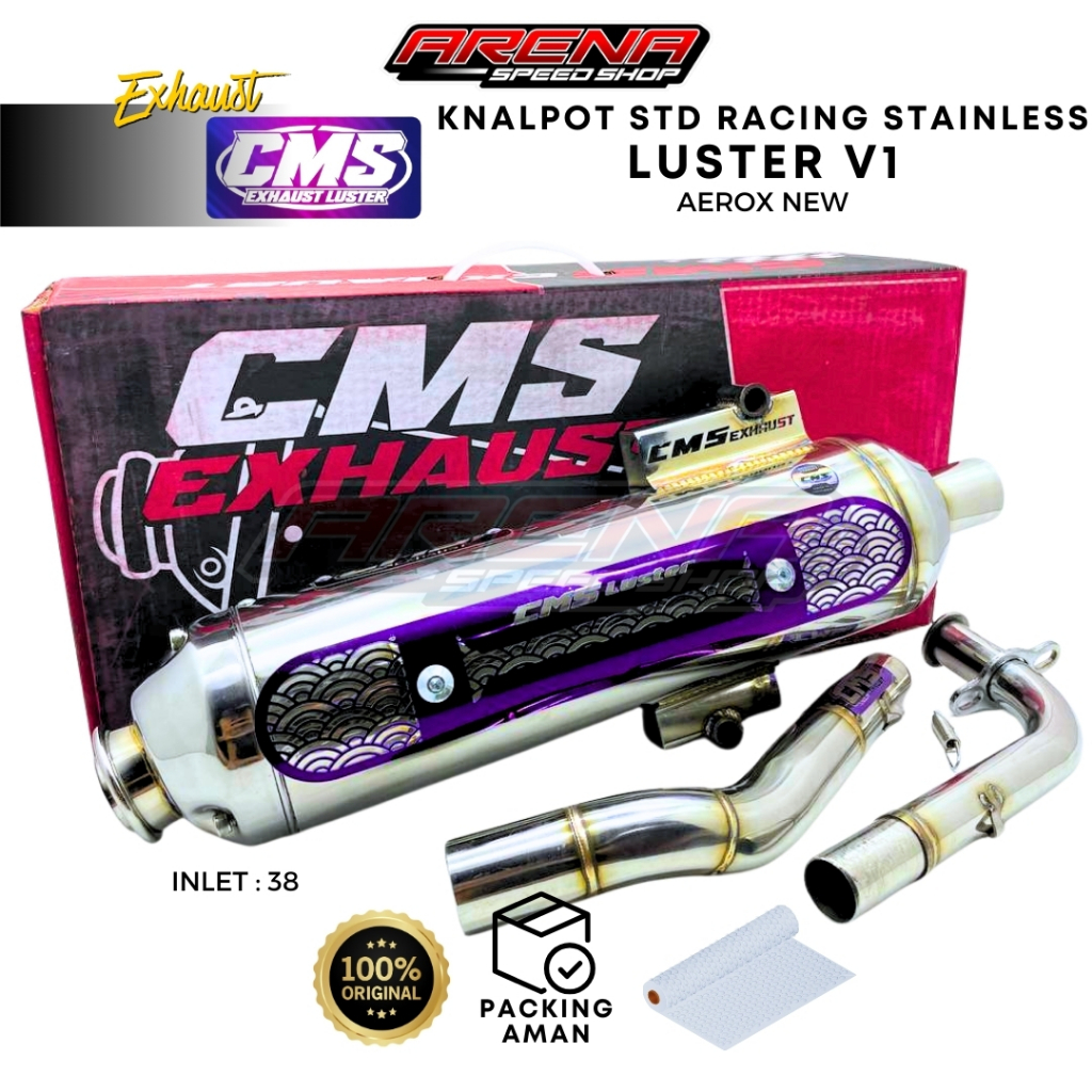 CMS Exhaust Stainless Luster V1 Aerox New - Knalpot Standar Racing Luster v1 Sarfull Original CMS