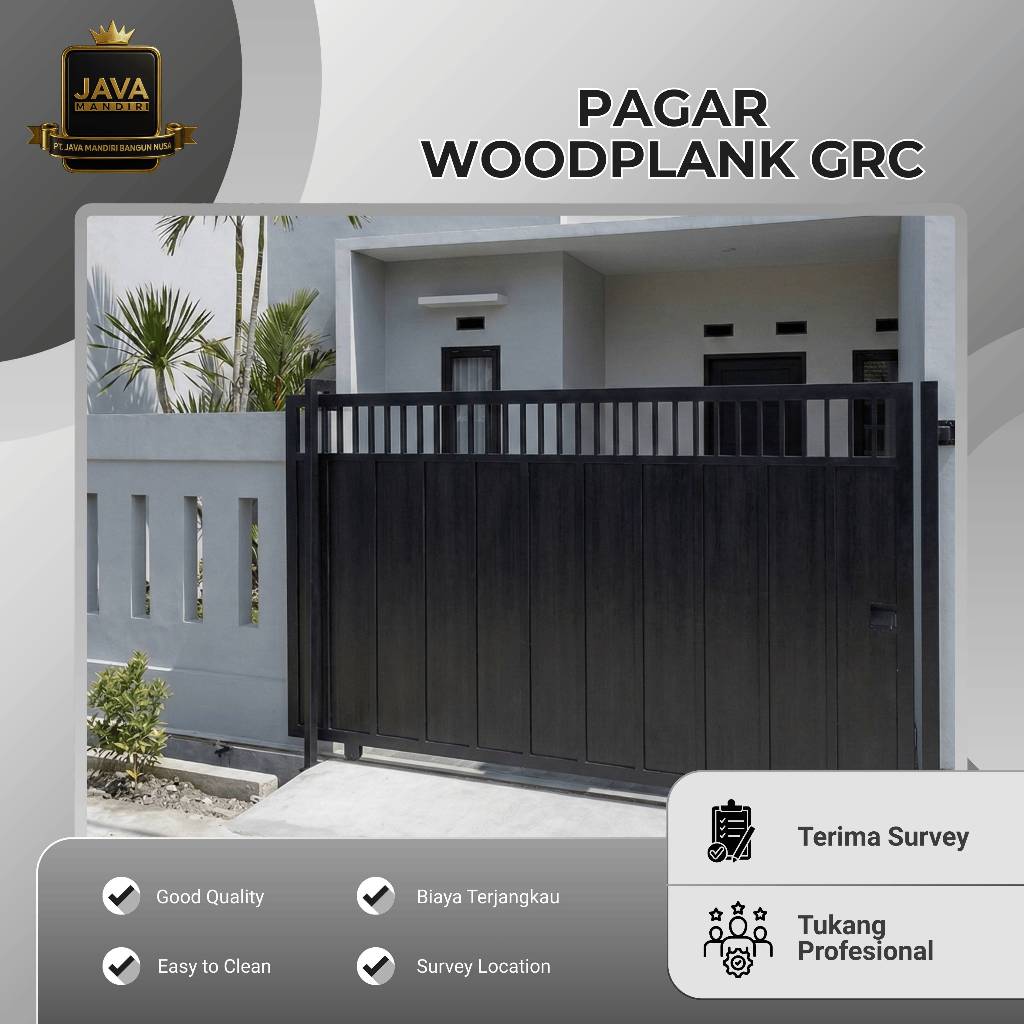 PAGAR WOODPLANK GRC PINTU GERBANG MINIMALIS PAGAR RUMAH MOTIF KAYU GRC WOODPLANK