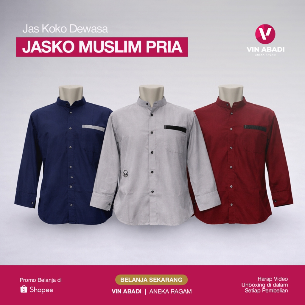 Baju Jasko Panjang / Muslim Pria / Koko Jasko / Atasan Pria / Dewasa