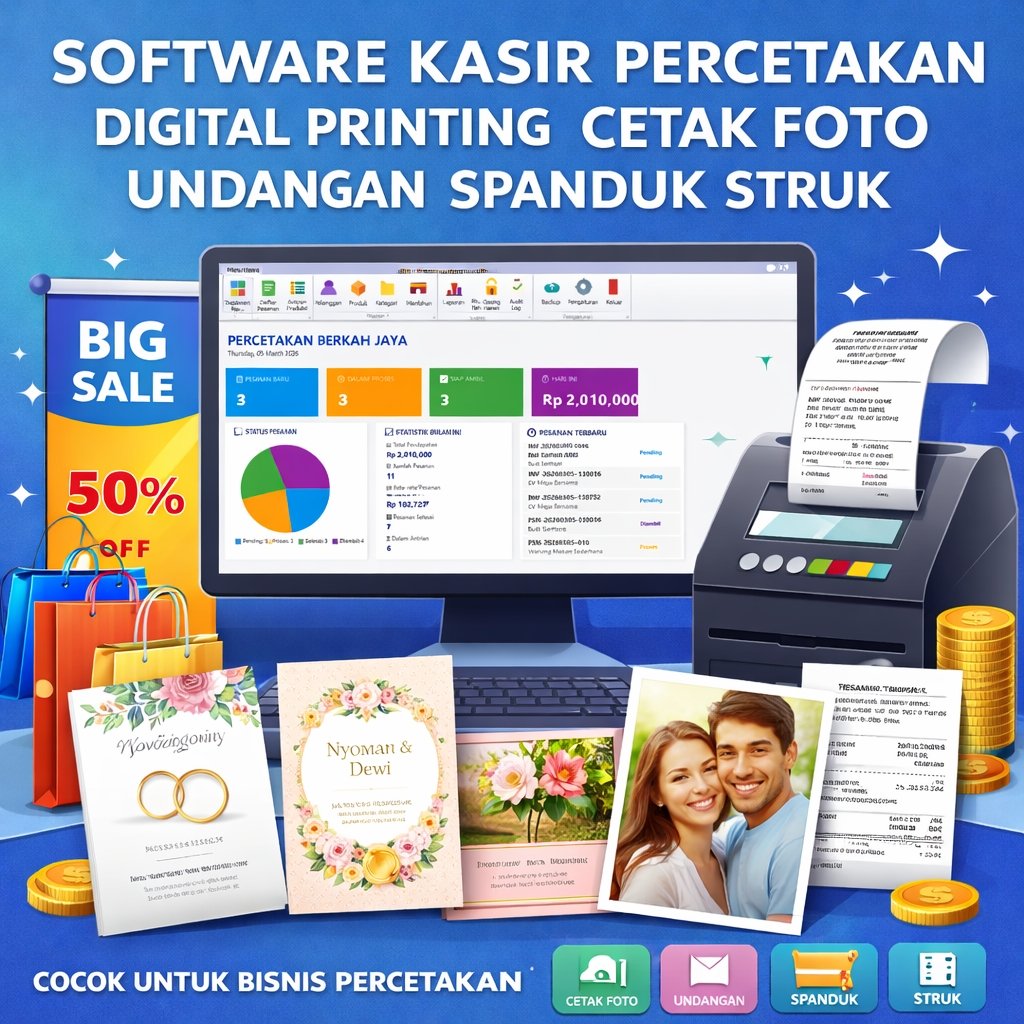 Software Kasir Percetakan Digital Printing Cet4k F0to Undangan Spanduk Struk