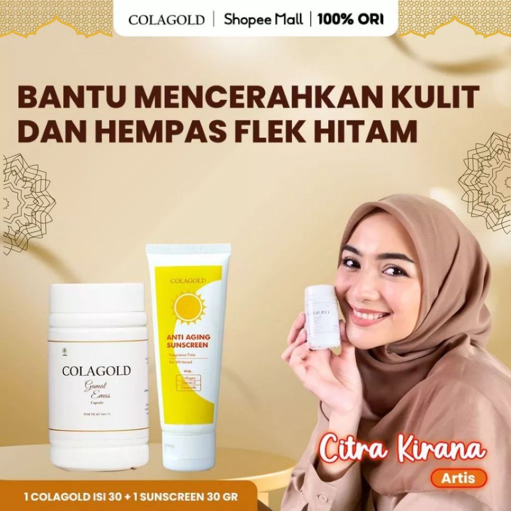 Colagold Kolagen Sendi Mencerahkan Kulit dan Hempas Flek Hitam | Kapsul Gamat Emas + Sunscreen