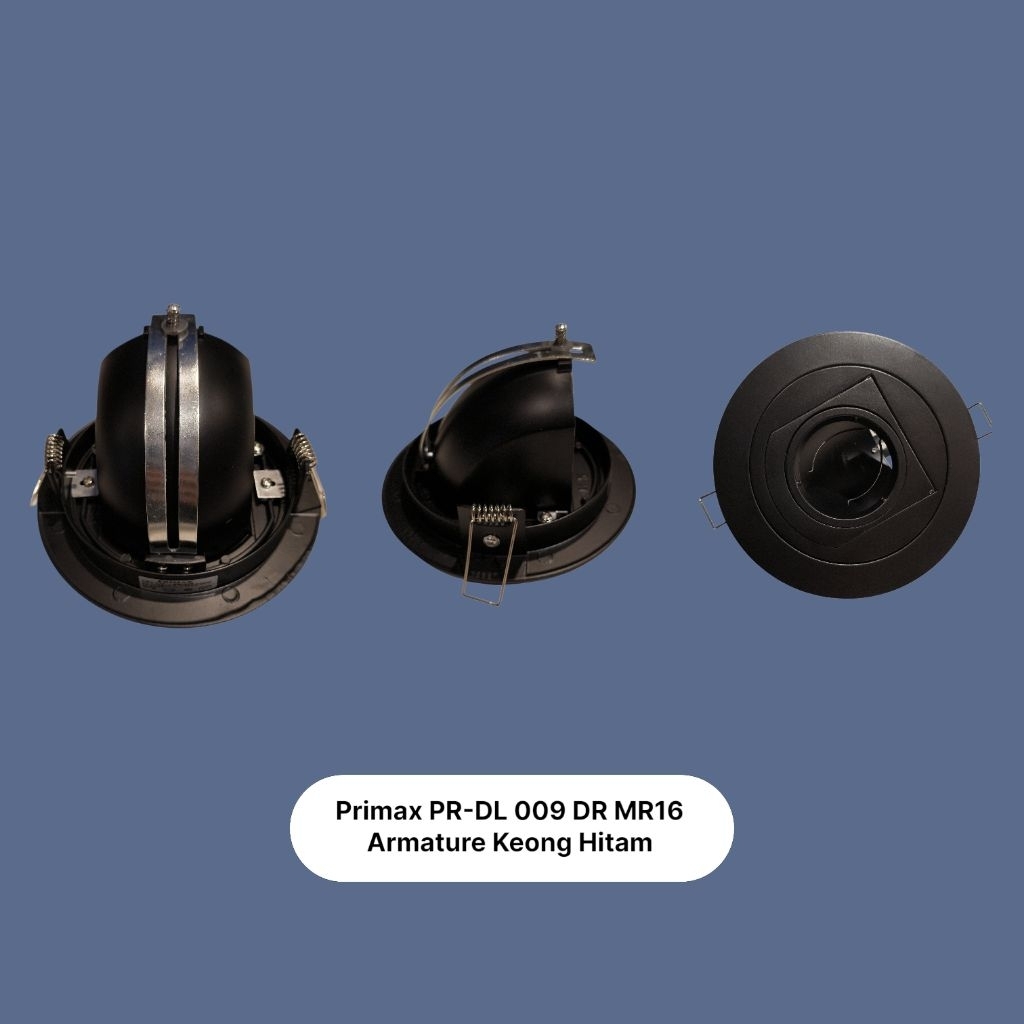 Kap Lampu Downlight MR16 Armature Keong Hitam - PRIMAX
