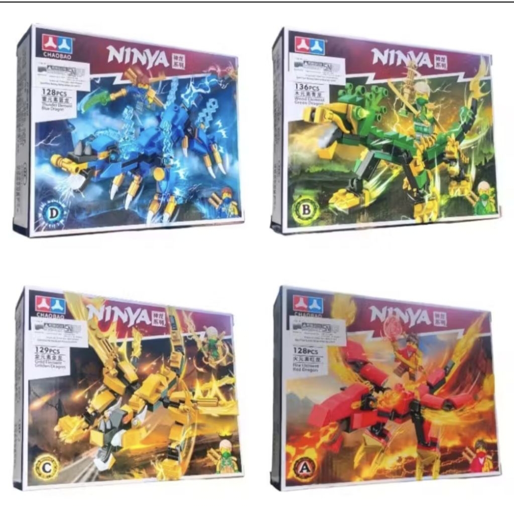 Mainan Anak DIY Bongkar Pasang Ninja Blocks Brick Dragon Ninja Naga Robot