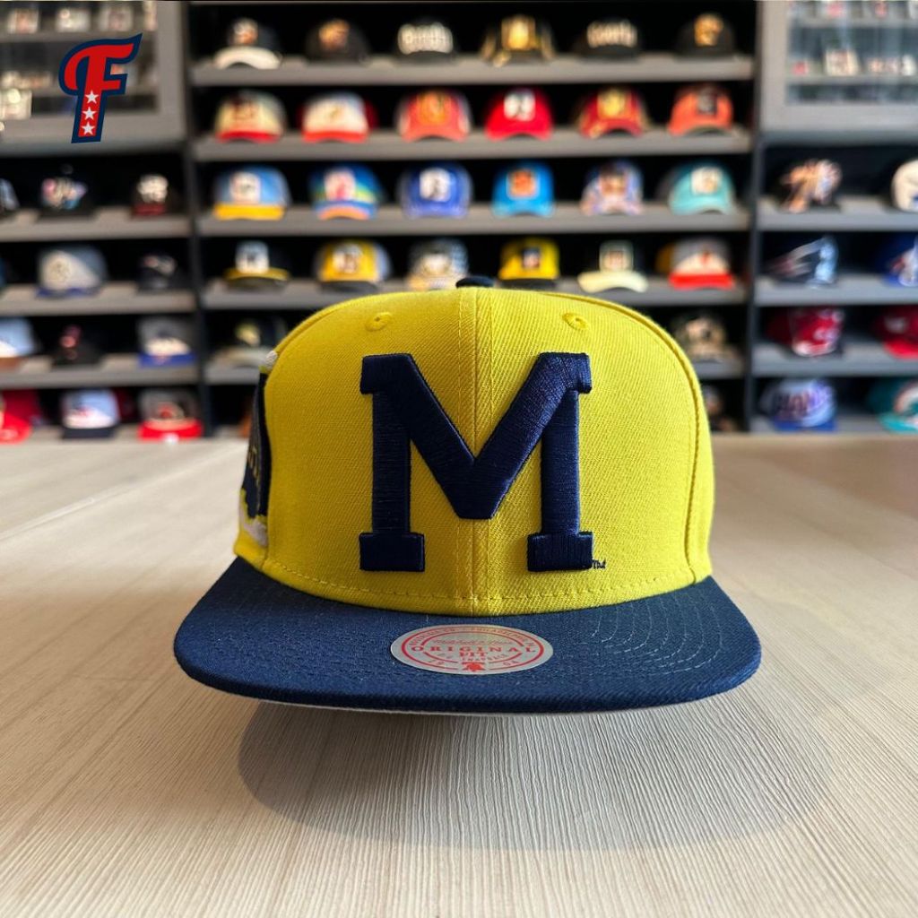 Topi Mitchell & Ness Michigan Wolverines College Big M Snapback Hat Original