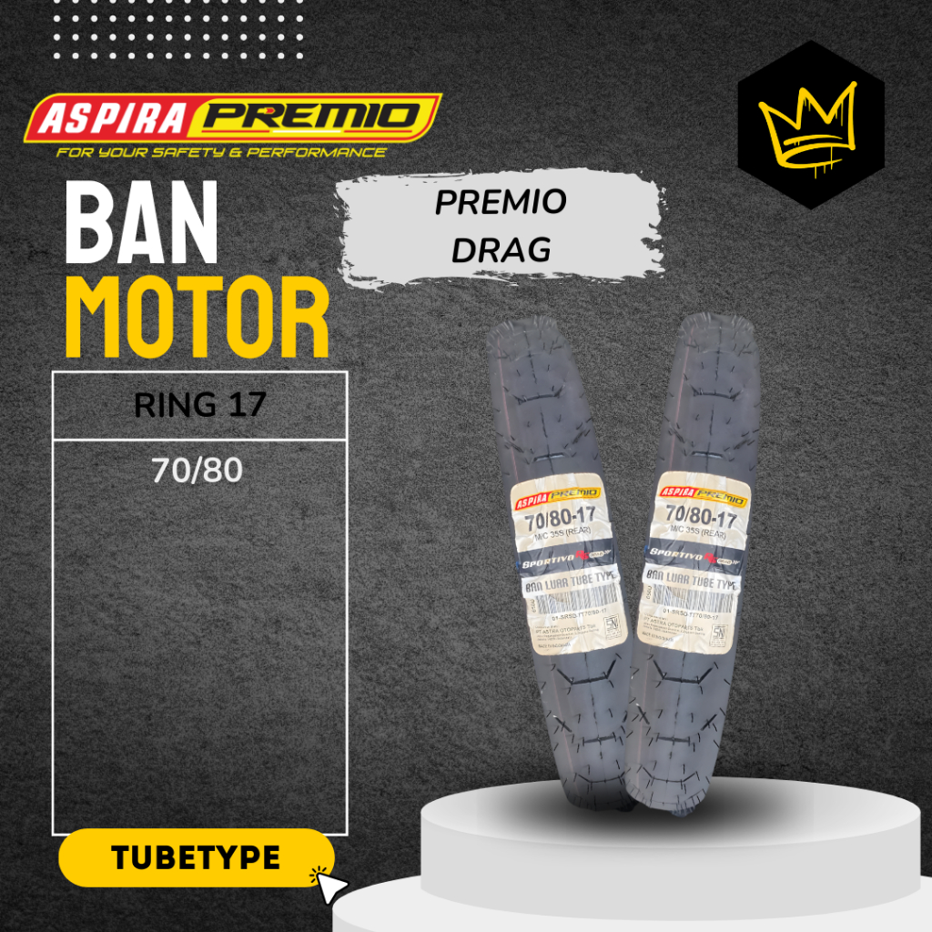 ASPIRA PREMIO RS DRAG 70/80-17 TUBETYPE - BAN MOTOR ASPIRA PREMIO RS-D RING 17