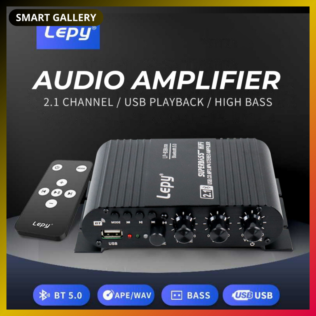 Audio Mobil Amplifier Bluetooth USB HiFi Sound Booster with Remote DC 12V