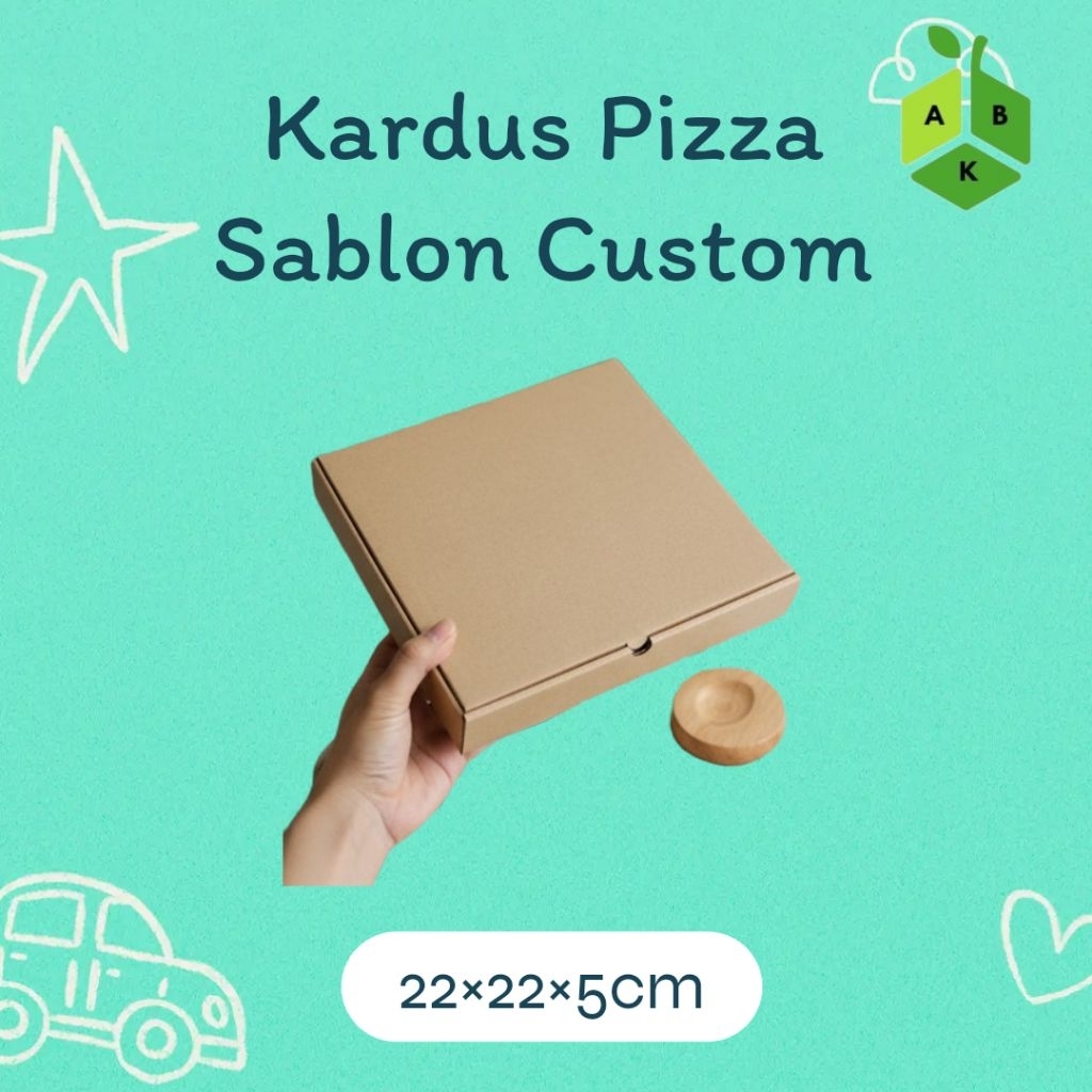 READY KARDUS PIZZA CUSTOM SABLON UKURAN 22×22×5cm