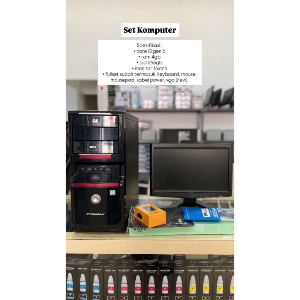 Pc/komputer hp core i3 fullset