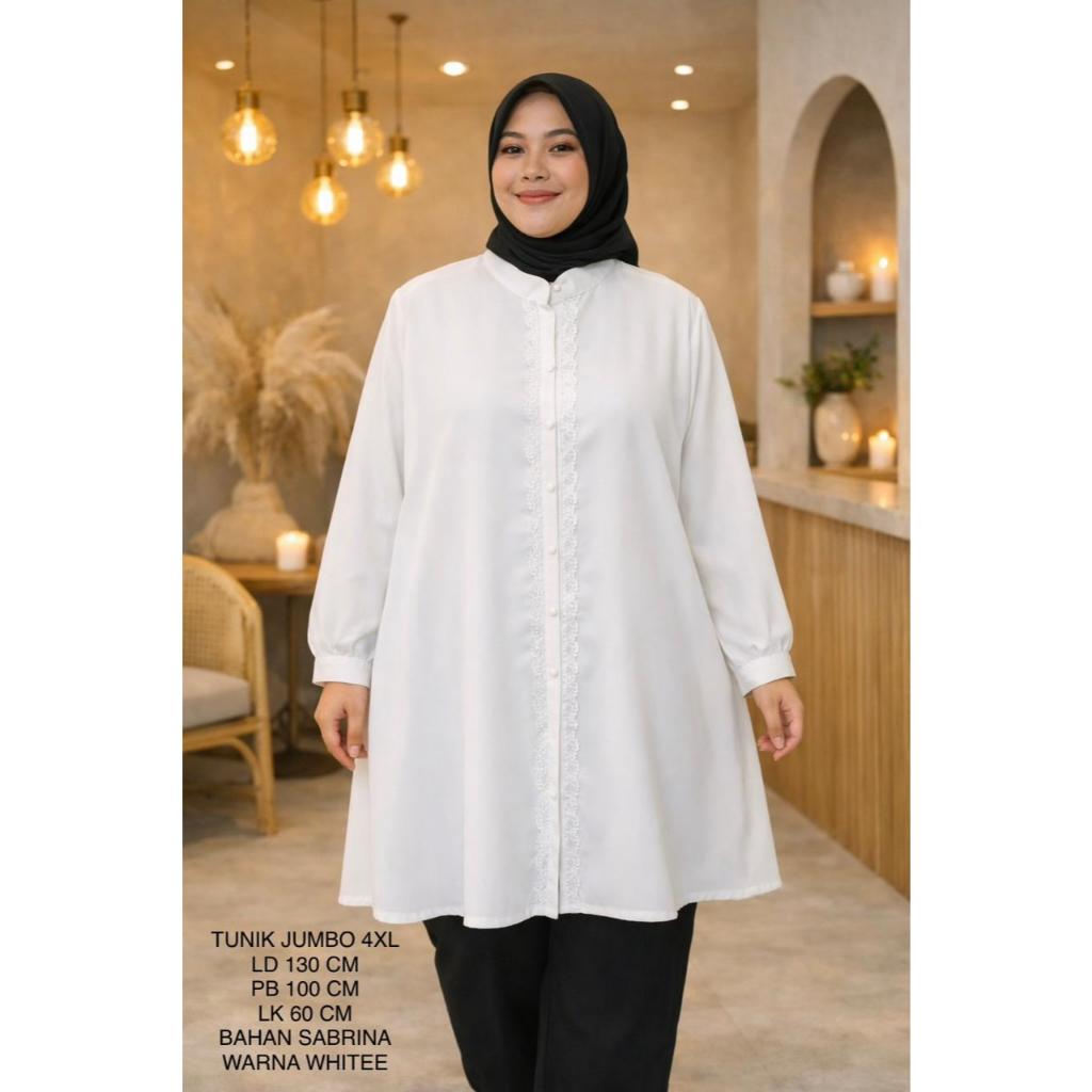 Tunik Jumbo Ld 130 Cm Model Polos Kombinasi Brukat - Briana Tunik