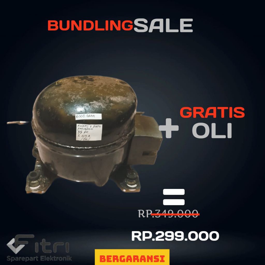 original compressor kompresor asli kulkas 1 pintu panasonic 1/8pkr134a  +oli bawaan