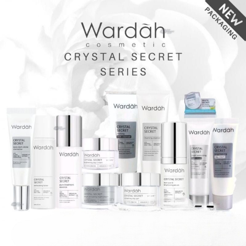 Wardah Crystal Secret Series Lengkap - Milk Cleanser, Micellar Cleansing Gel, Foaming Cleanser, Exfo