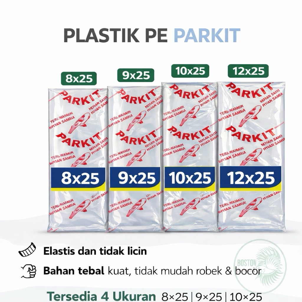 Plastik PE PARKIT Tebal 8x25 9x25 10x25 12x25 Plastik Packing Ikan Hias / Plastik Serbaguna