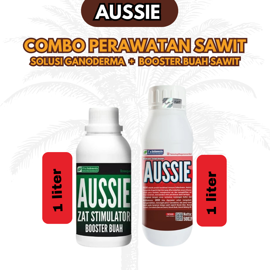 AUSSIE Combo Pupuk Sawit 1 Liter Booster Buah + Obat Ganoderma | Paket Perawatan Sawit Lengkap