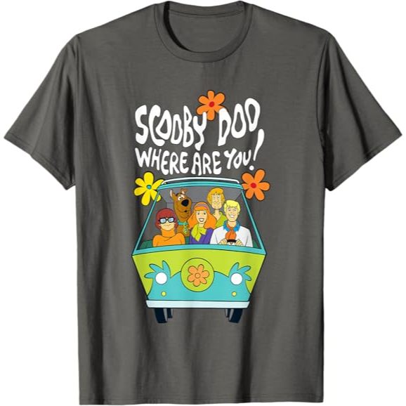 Kaos Dewasa Scooby-Doo Vintage The Mystery Machine Floral Where Are You T-Shirt - Kaos Pria - Kaos W