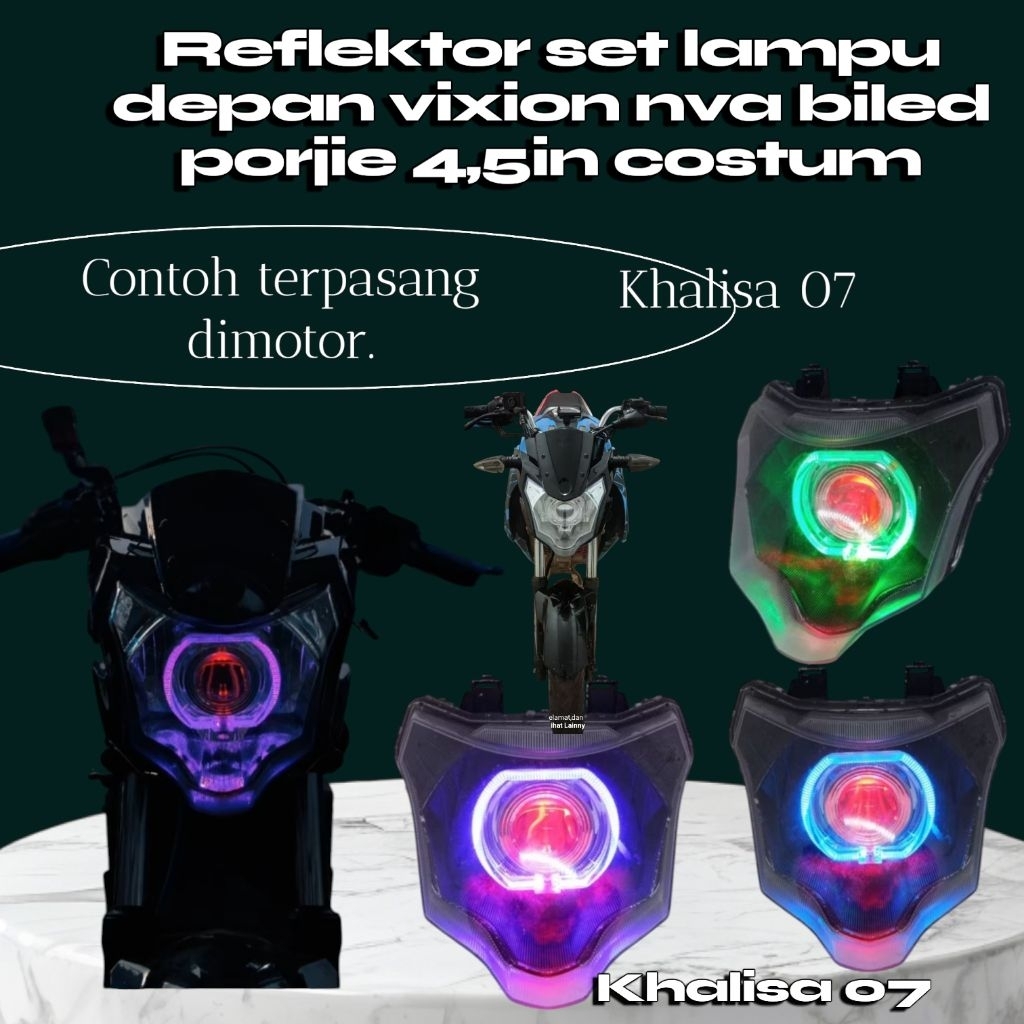 Reflektor set lampu depan vixion nva biled porjie 4,5in costum