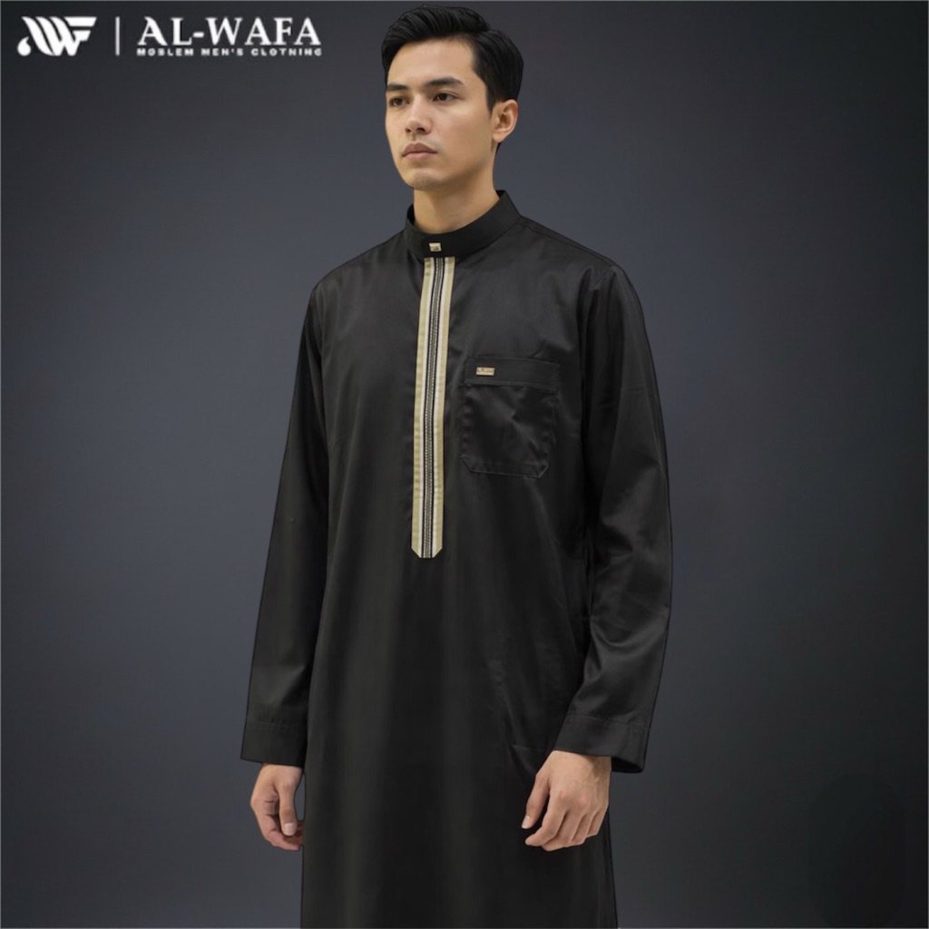 Al-Wafa Gamis Hitam Satin (JBH-0263)