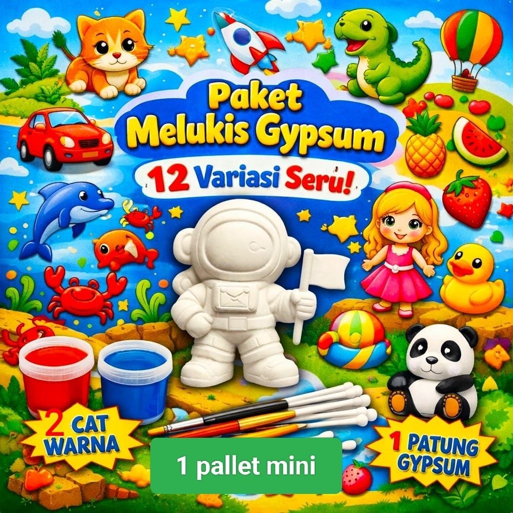 Gypsum Painting Kit Anak Paket 12 Patung | Mainan Kreatif Edukasi DIY | Anak PAUD TK