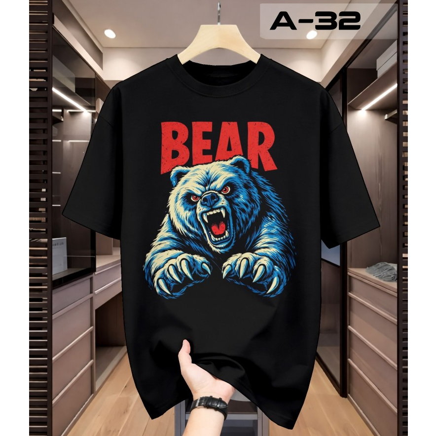 Moon Wear - Kaos Distro Unisex Blue Bear Ice Roar Cotton Combed 24s Premium Sablon DTF A-32