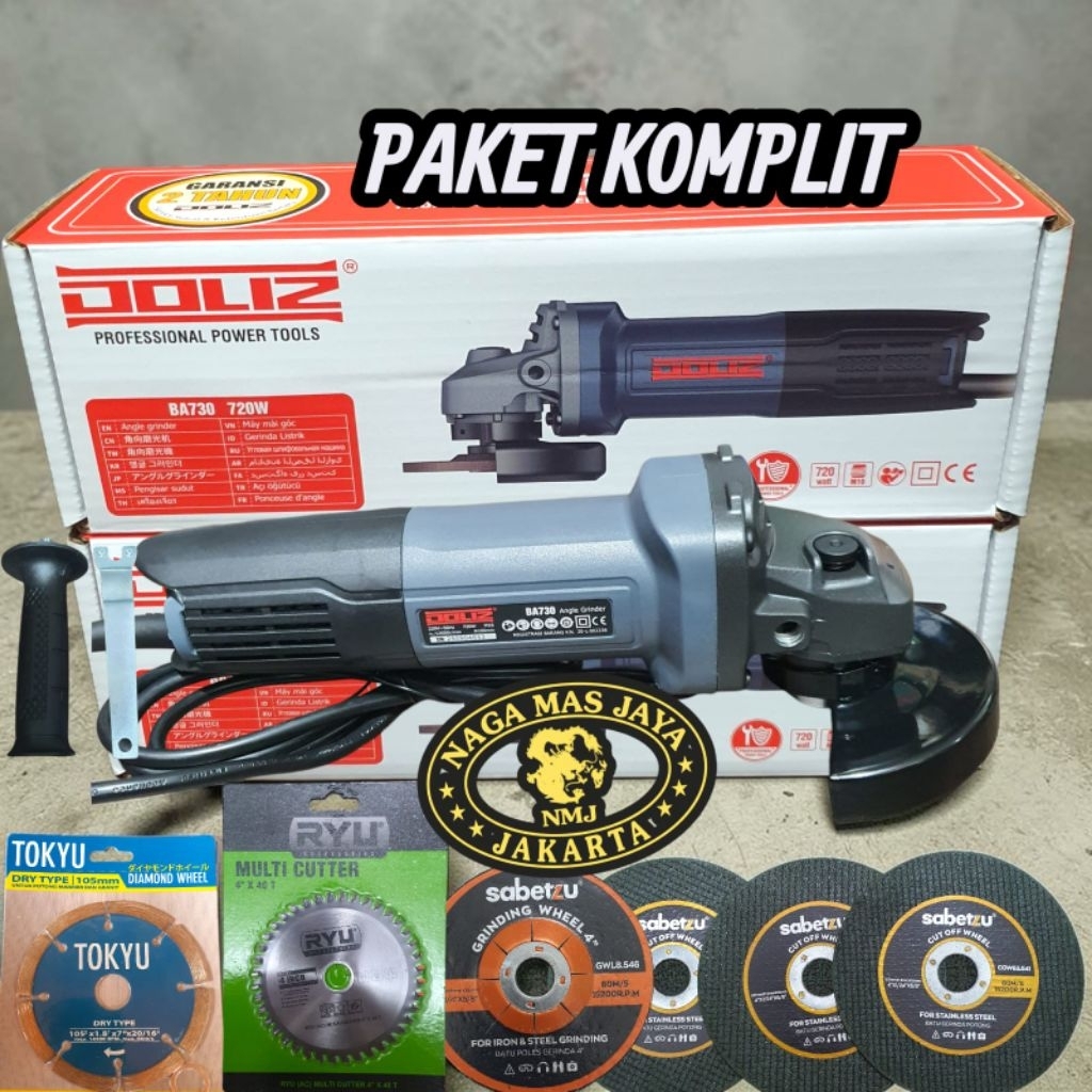 PAKET GERINDA TANGAN 4 INCH DOLIZ BA730 / PAKET GURINDA TANGAN DOLIZ BA 730