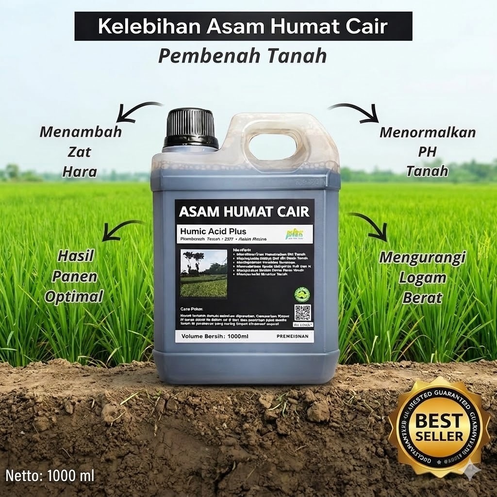 Asam Humat Cair Humic Acid Plus Pembenah Tanah 1000 ml