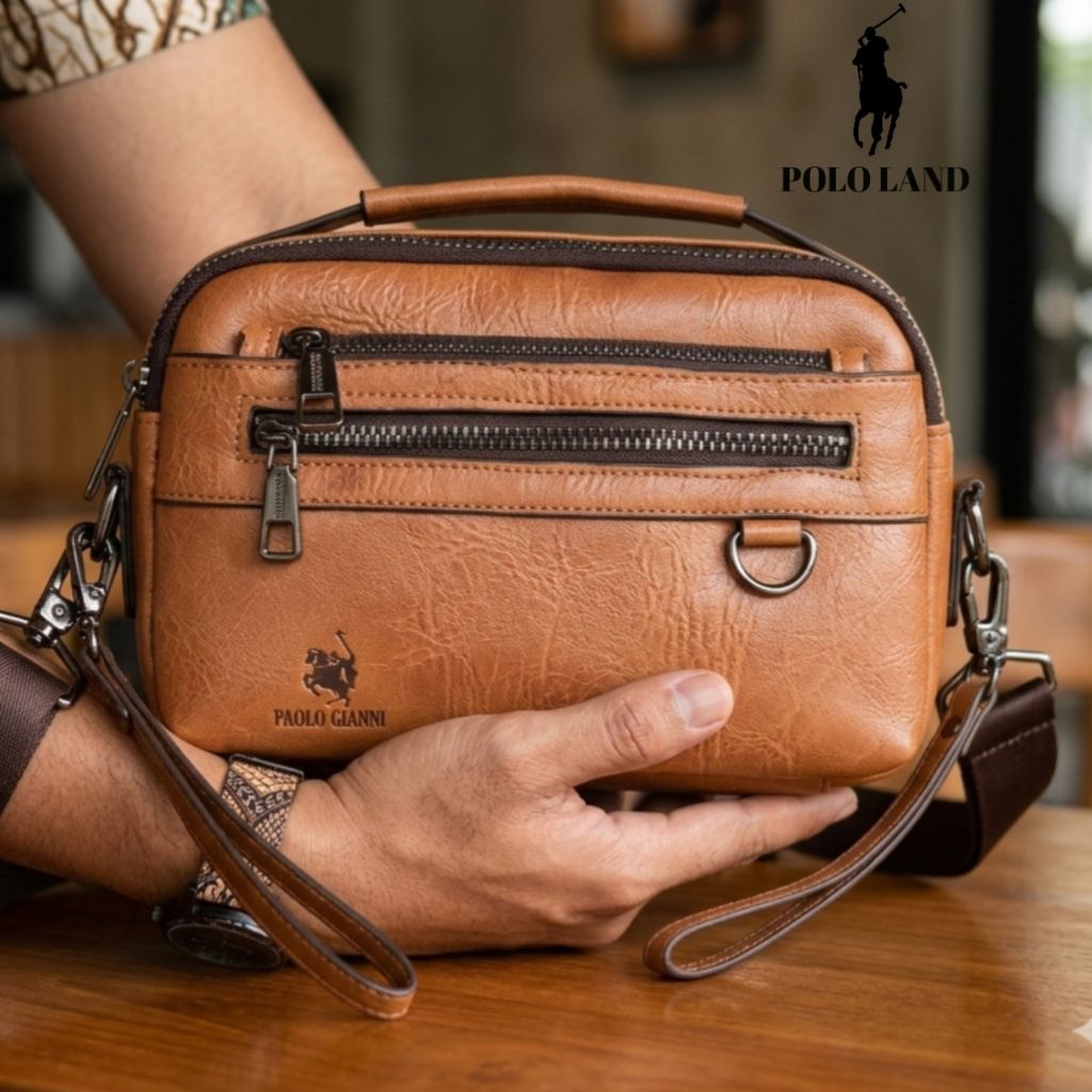 Tas Handbag kulit Pria POLO LAND Tas Selempang Kulit pria