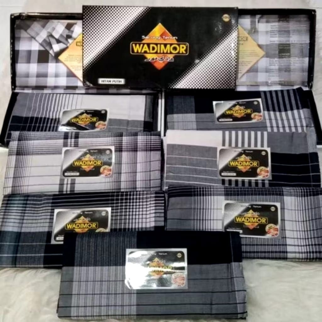 SARUNG WADIMOR PER 10 PCS / SARUNG WADIMOR MOTIF HITAM PUTIH ISI 10 PCS