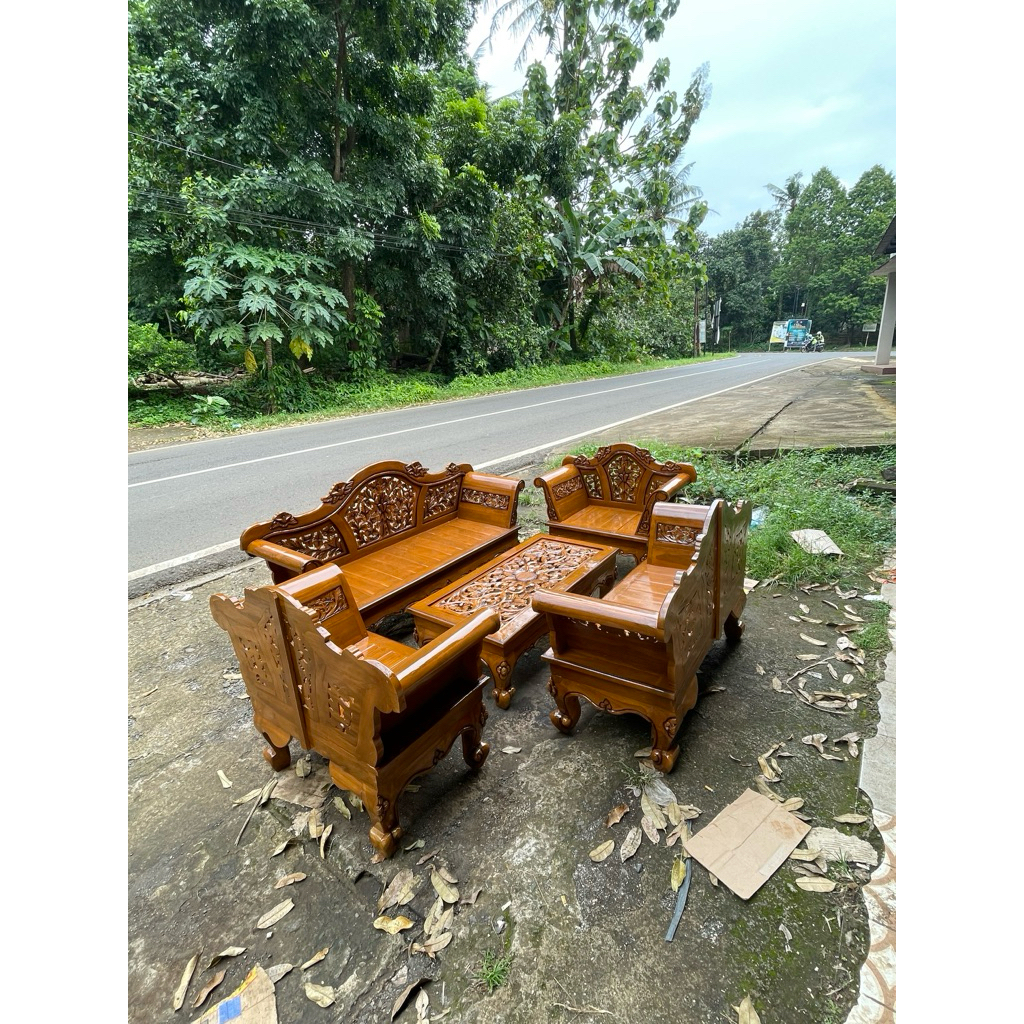 Kursi tamu Madura mawar garengan kayu jati / kursi tamu jati murah