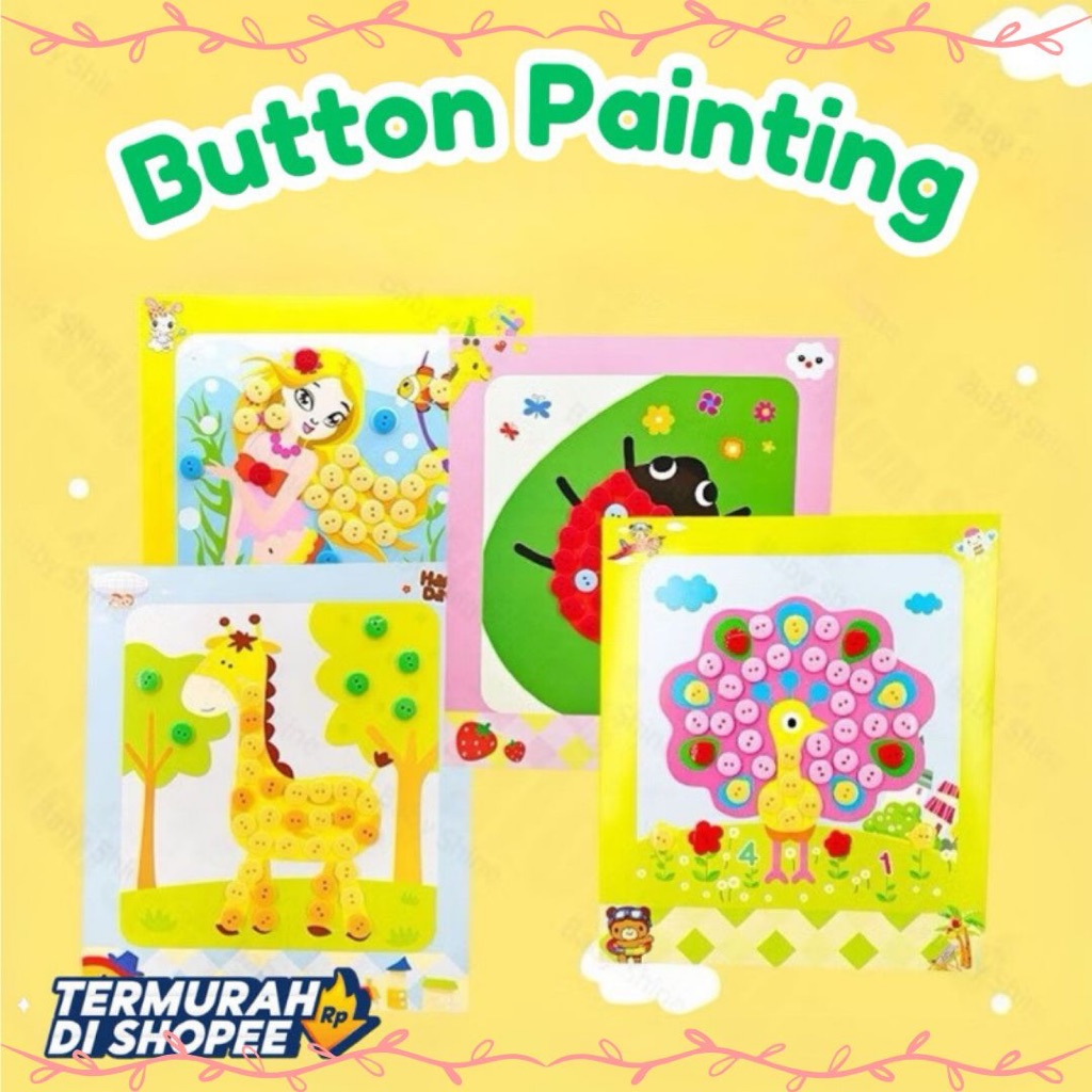 DIY Painting Button Mainan Anak Menempel Kancing Stiker Edukasi