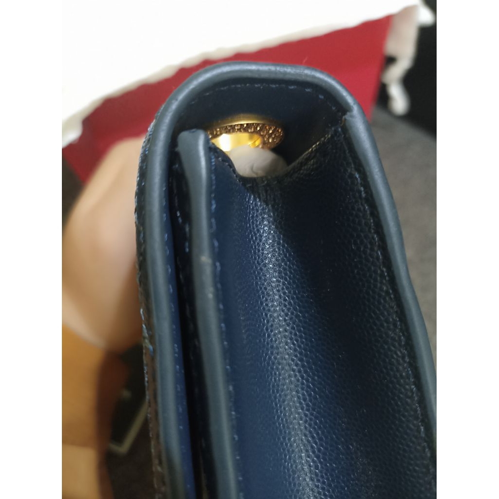 Preloved Buttonscarves Luna Wallet Leather Navy