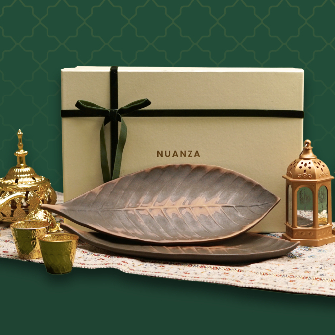 Nuanza Paket Hampers Lebaran / Oval Plate Brown Coffe Leaf Doff / Gift Box / Wedding / Kado / Hadiah