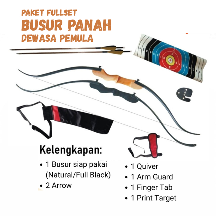 Busur Panah Dewasa Pemula Paket Fulset Olahraga Panahan Pemula