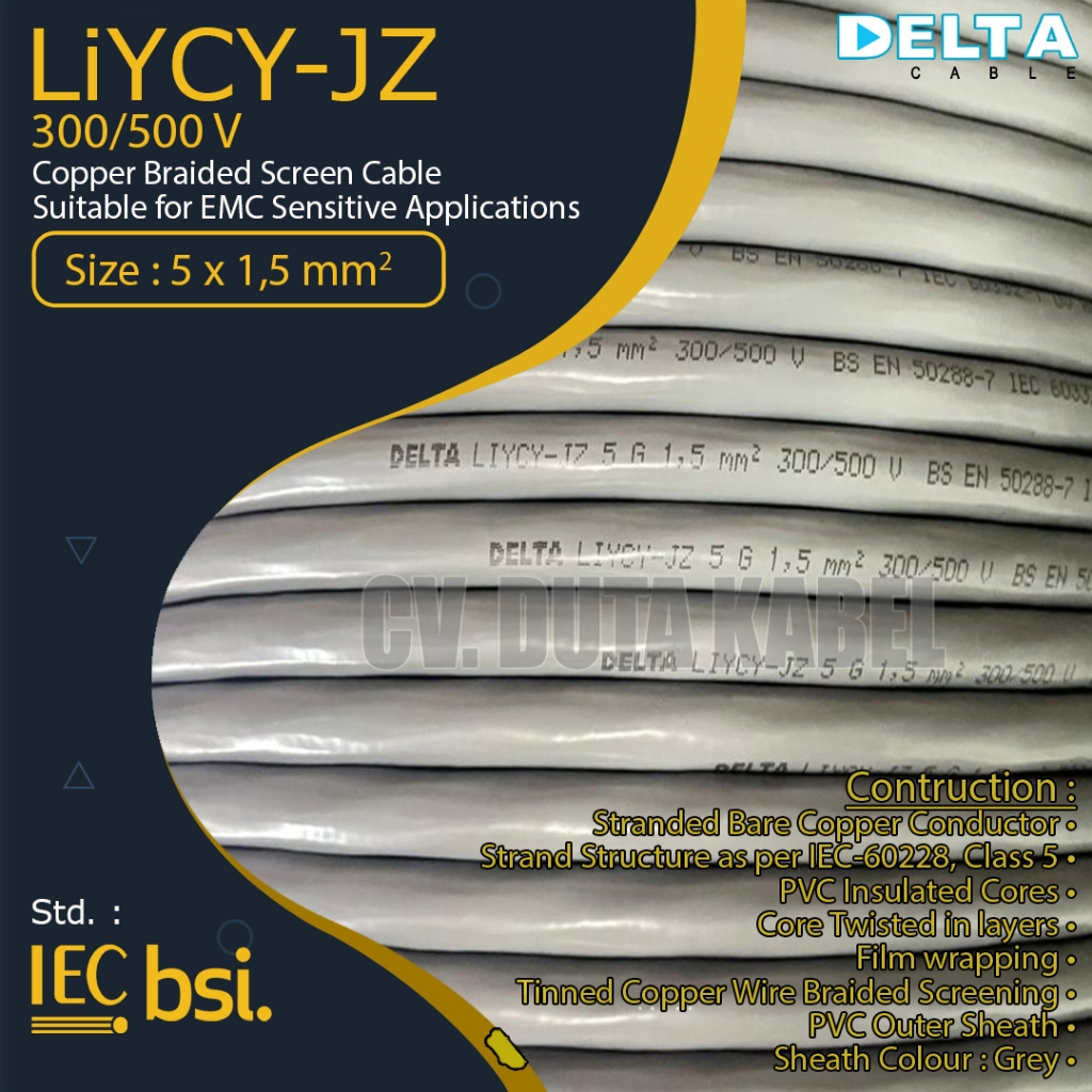 Kabel LiYCY-JZ 5x1,5 mm2 DELTA /5x1,5mm2/5x1.5 mm2/5x1.5mm2/5 x 1,5 mm/5x1,5mm2/5 x 1,5 mm2