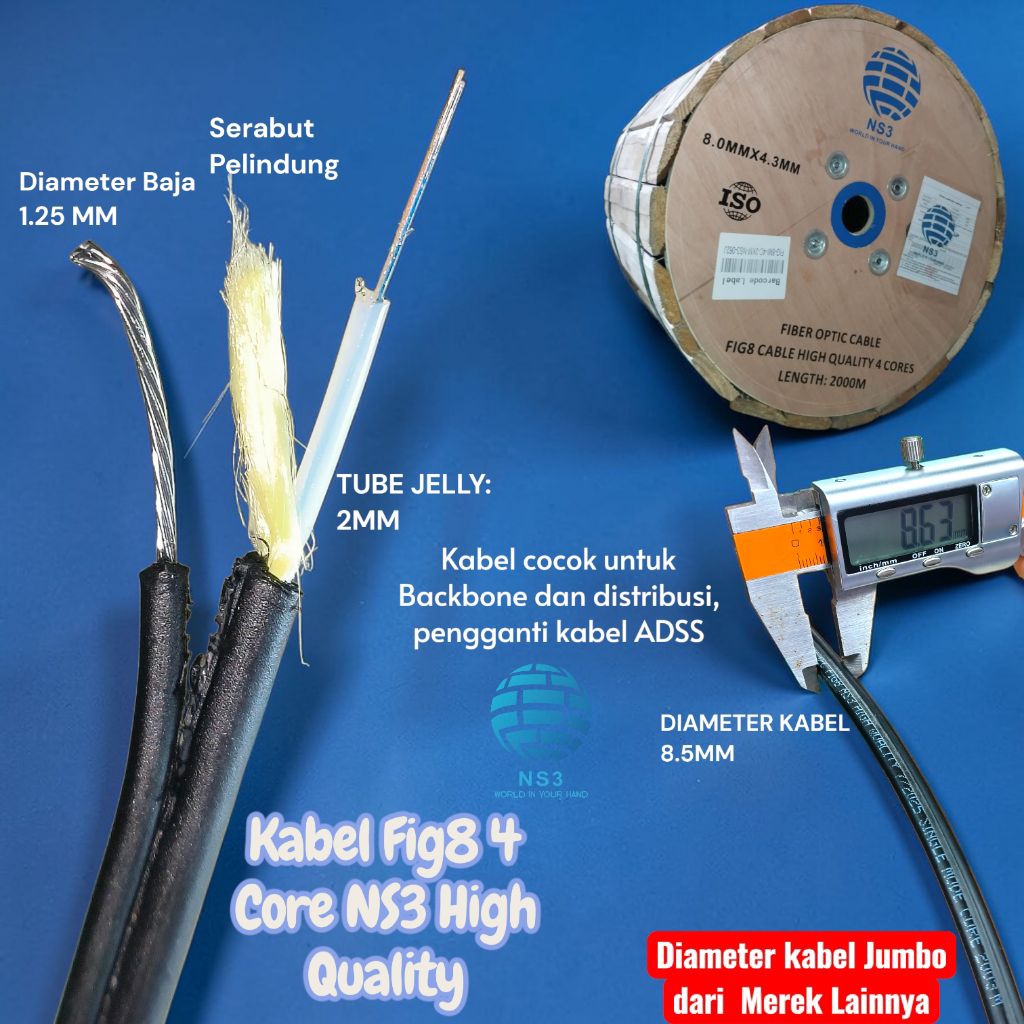 kabel fo 4 core fig 8 jelly tube NS3 high quality / dropcore 4 core fig8