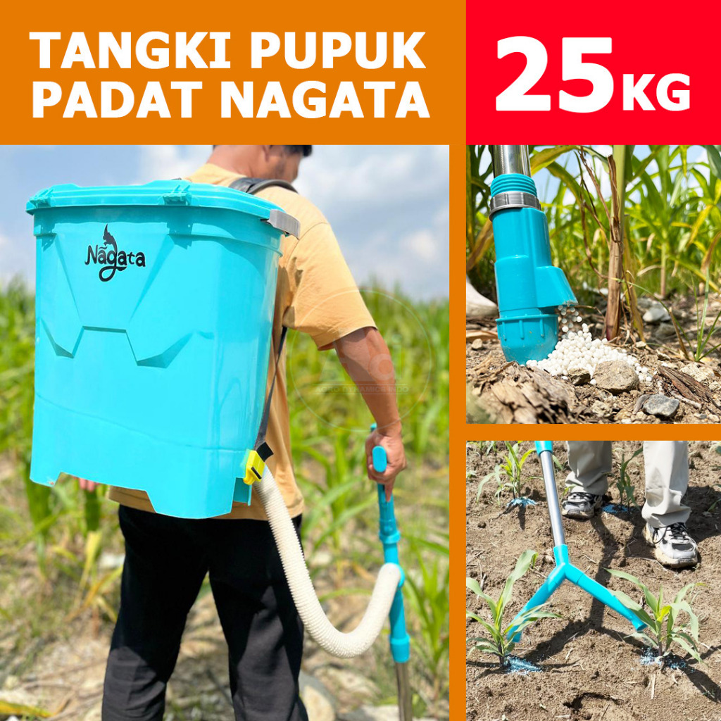 Alat Penabur Pupuk Padat NAGATA  – Tangki 25Kg Double Tugal & Penyebar Granul