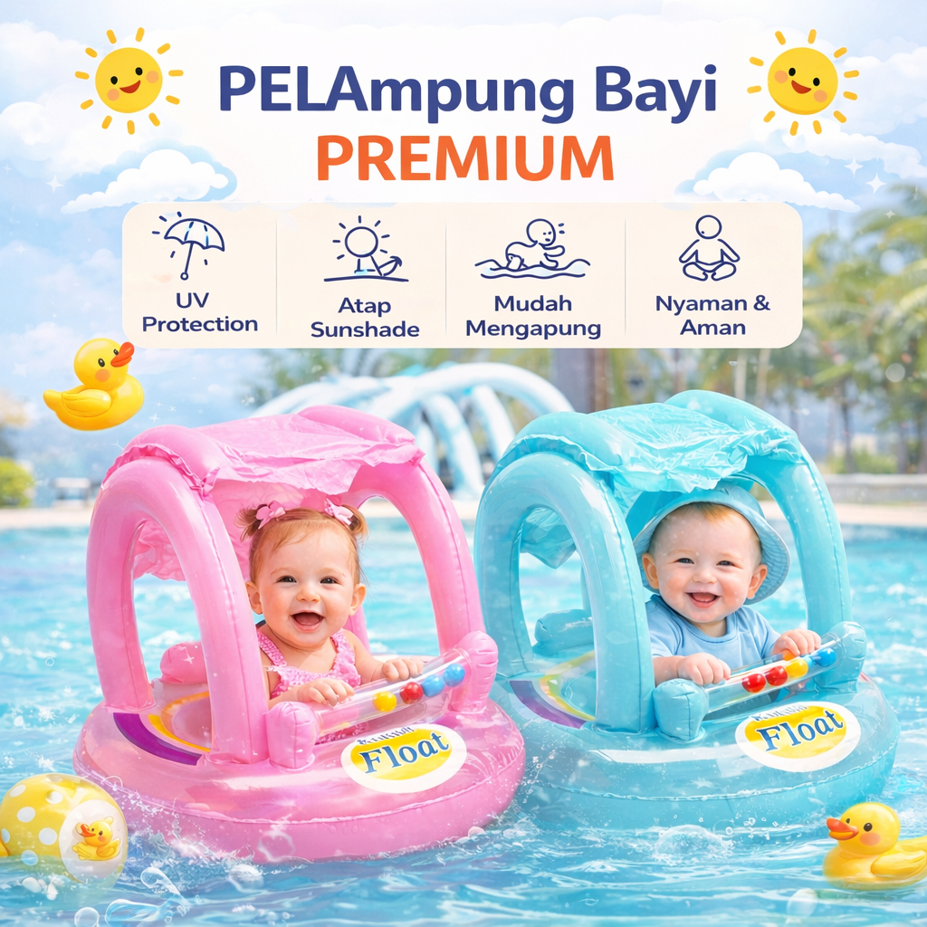 Pelampung Renang Anak Lucu Motif Tirai Kiddie Float Bahan Eco PVC Motif  Anti Slip dan Tebal