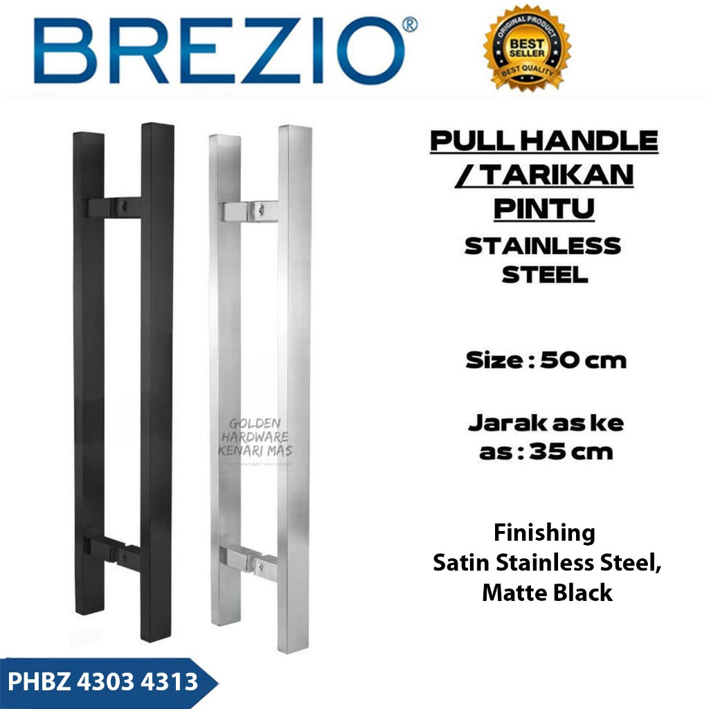BREZIO PHBZ 4303 4313 Pull Handle Gagang Pintu Rumah Minimalis 2 Daun Stainless Kotak 50CM Satin Sil