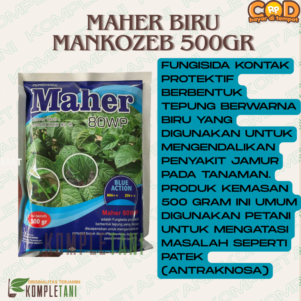 Fungisida Maher Biru Mankozeb 80% 500gr Mengatasi Antraknosa Pada Tanaman