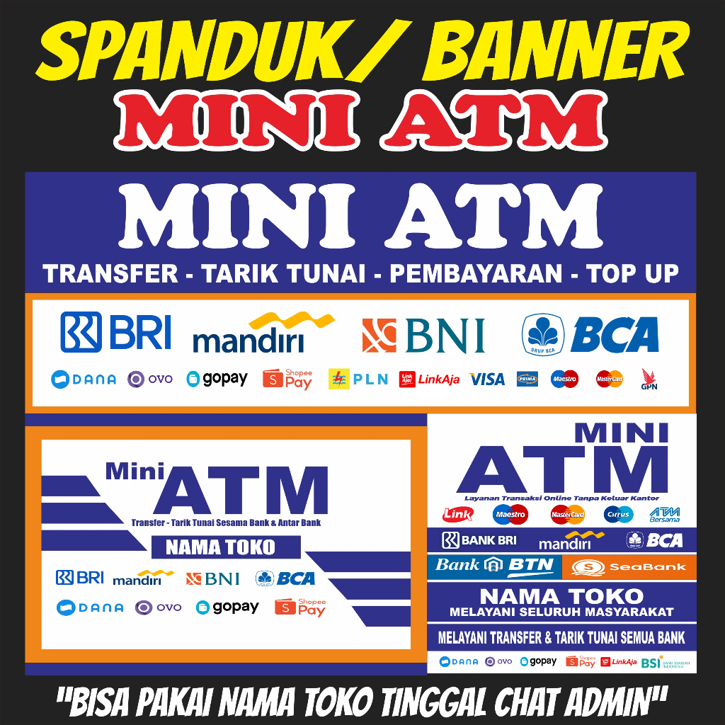 CETAK SPANDUK / BANNER ATM MNI/ MINI ATM
