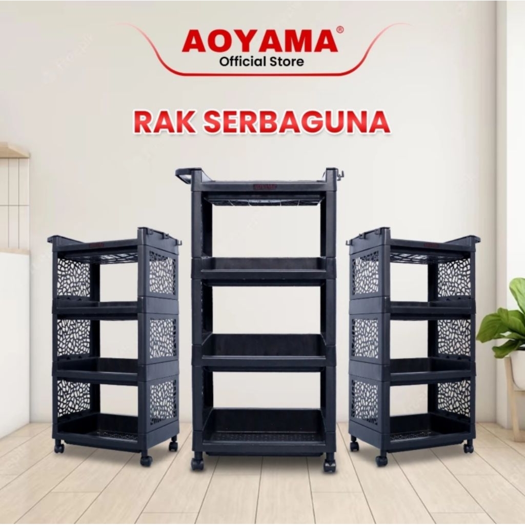 RAKSERBAGUNA RAK PLASTIK AOYAMA 4 SUSUN / BISA COD / RAK SERBAGUNA AOYAMA / RAK DAPUR / RAK TROLI