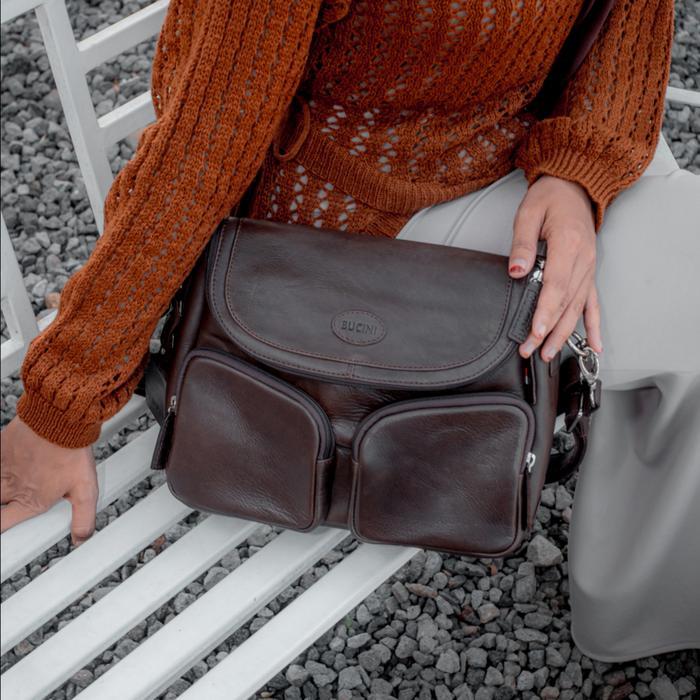 SIAPKIRIM BUCINI Ekner S Leather Satchel Bag - Tas Slempang/Jinjing Kulit Wanita READY STOCK