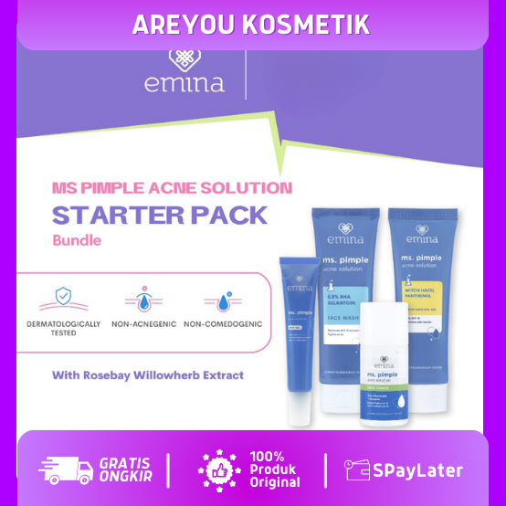 [ARE YOU] Emina Ms Pimple Starter Pack (Face Wash, Moist Gel, Spot Gel, Toner) - Paket Perawatan Ski